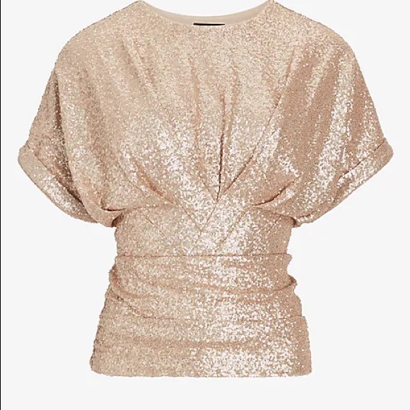 NWOT Express Sequin Cinched Front Top - Picture 2 of 7